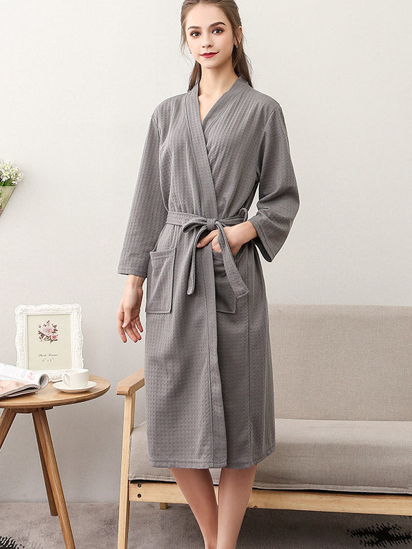 Robe de pyjama fine à bandage solide et confortable