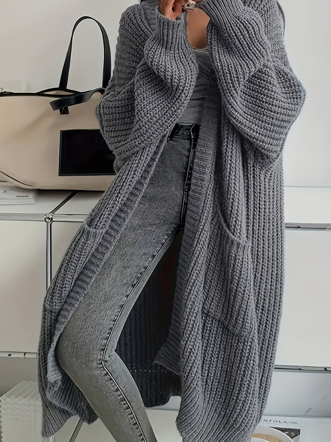 Lena | Cardigan long en tricot intemporel pour femmes