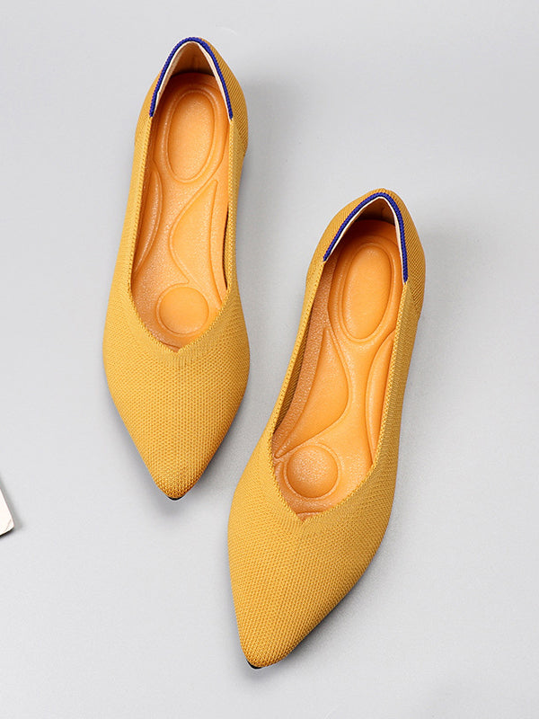 Chaussures plates à bout pointu, à découpe basse, à empiècements