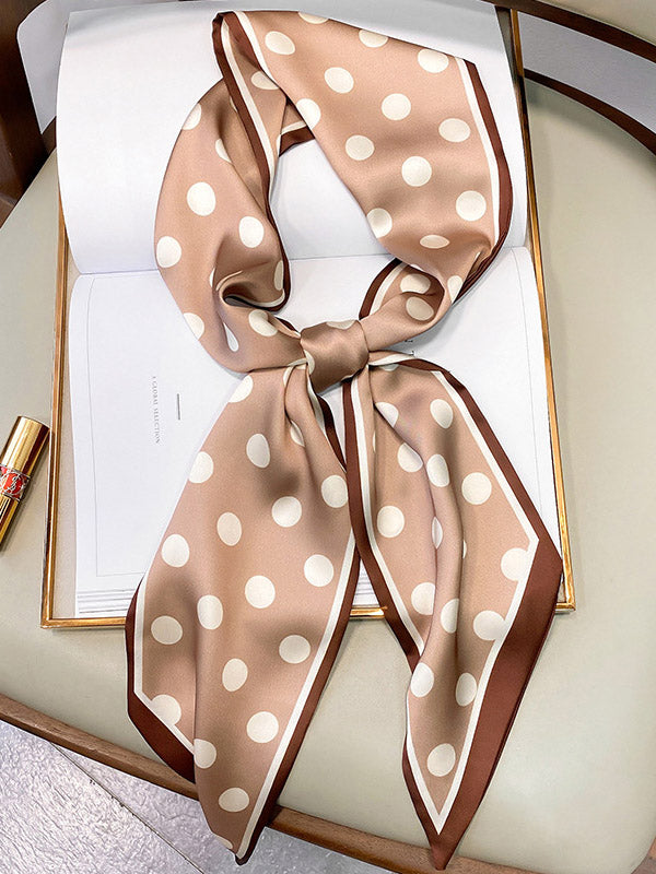 Bandeau pour cheveux et écharpe en soie imprimés à pois vintage