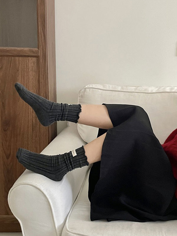 Chaussettes plissées en dentelle avec oreilles en bois