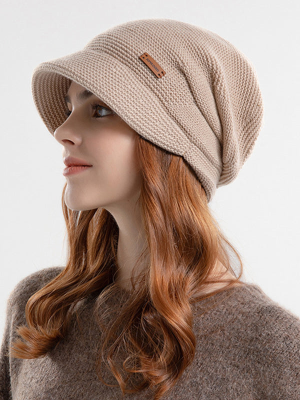 Chapeaux à empiècements de couleur unie à bord plat Chapeaux tricotés