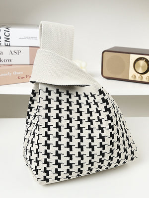 Sac à motif pied-de-poule, couleur contrastée