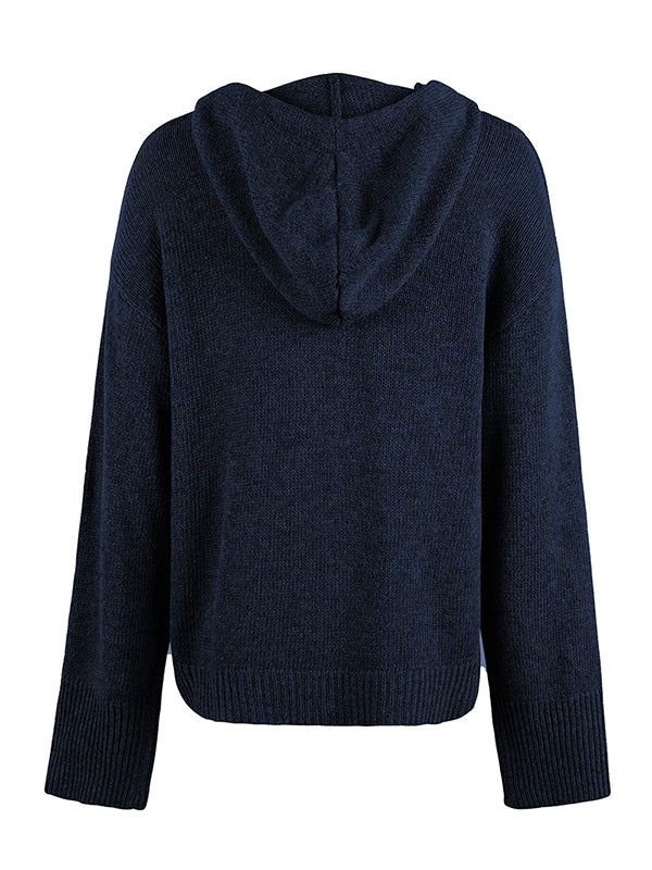 Cardigan cache-cœur à capuche et boutonné de couleur unie