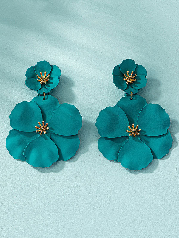 Parure boucles d'oreilles pendantes et boucles d'oreilles en forme de fleur