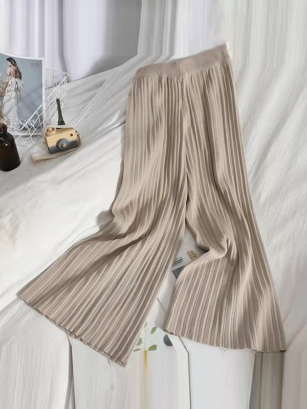 Ensemble deux pièces ample en tricot, à manches raglan, à col en V, couleur unie – pull + haut + pantalon