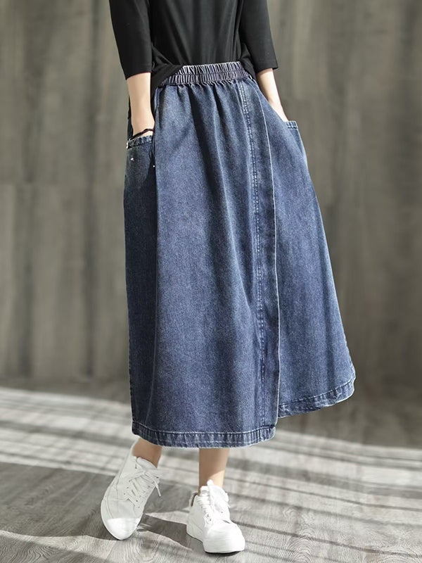 Jupe ample asymétrique à taille élastique, à empiècements