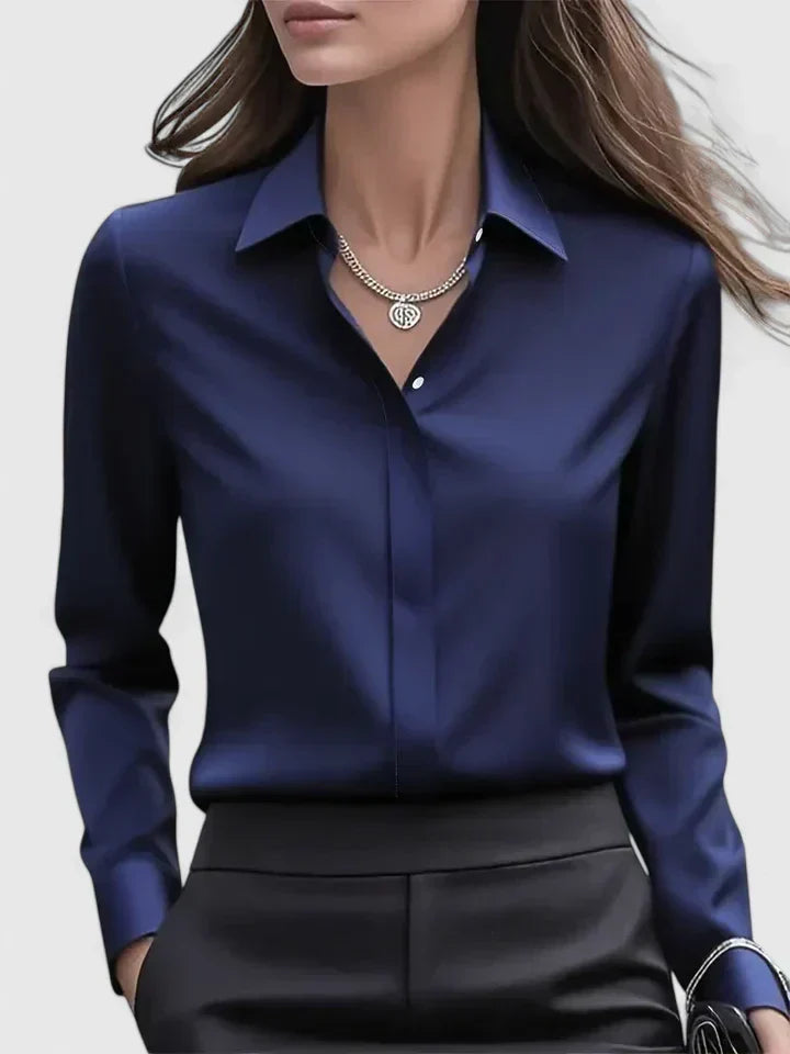 Anja | Blouse à Boutons Satinée pour Femmes