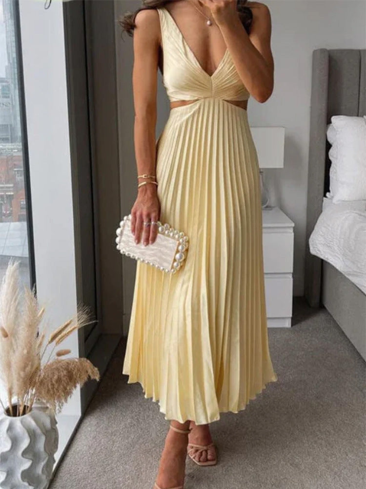 Julieta - Robe maxi plissée avec décolleté