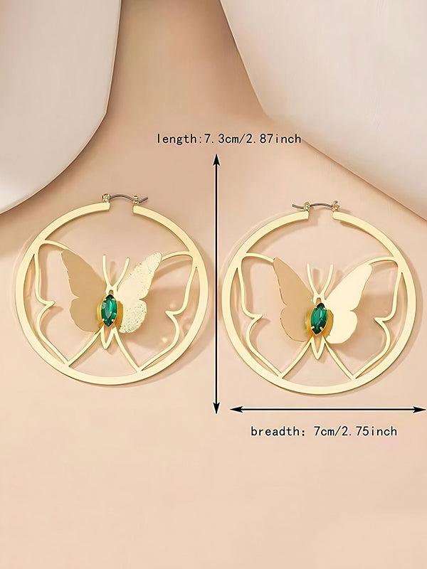 Boucles d'oreilles pendantes géométriques en forme de papillon, à strass