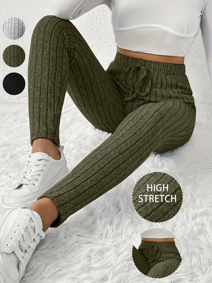 Athena - Leggings pour femmes en tissu côtelé extensible