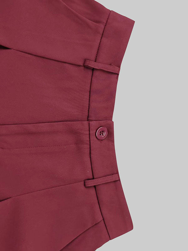 Pantalon ample décontracté à fermeture éclair, couleur unie