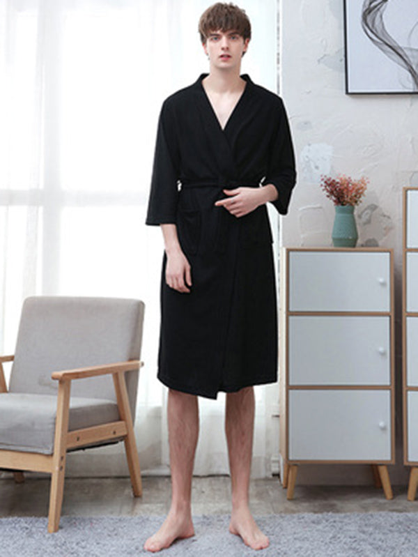 Robe de pyjama fine à bandage solide et confortable