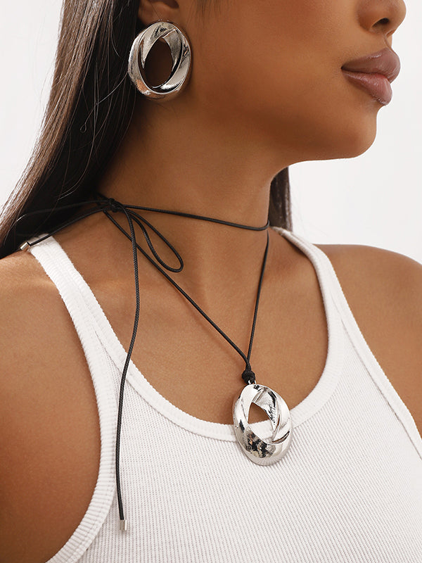 Boucles d'oreilles pendantes réglables géométriques ajourées couleur unie