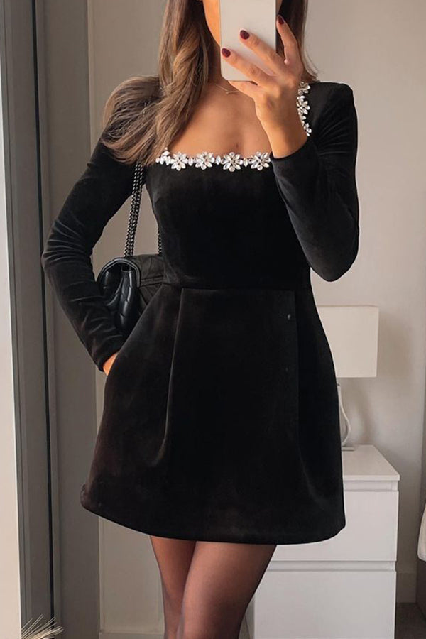 Barbara - Robe courte en velours