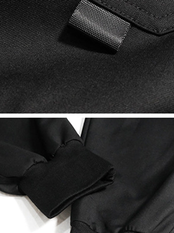 Pantalon salopette décontracté noir empire punk avec cordon de serrage élégant