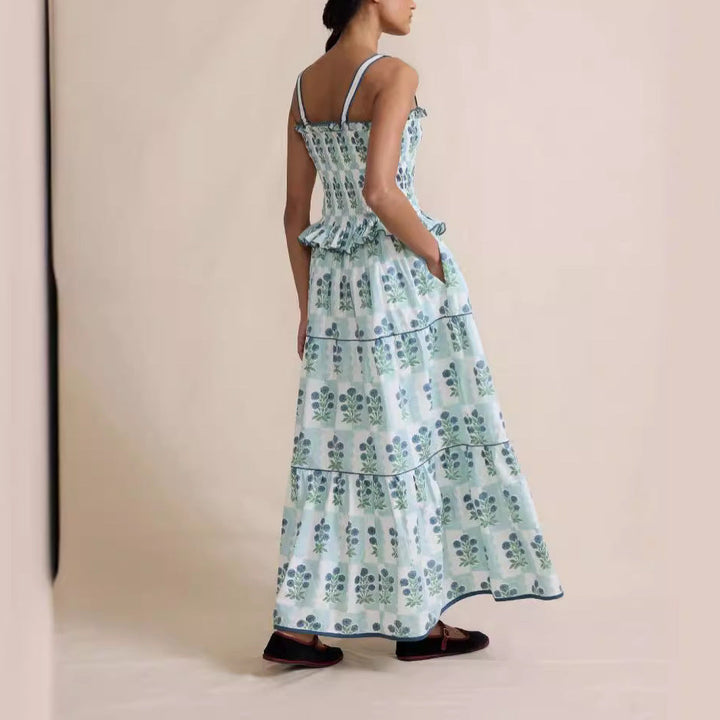 Naia - Robe maxi smockée à motifs floraux pour femmes