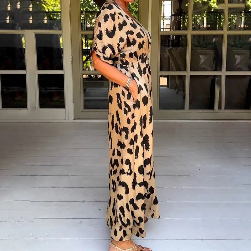 Helga - Robe maxi avec motif léopard