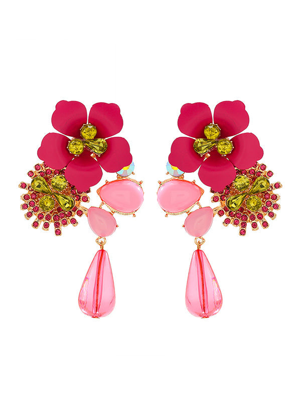Boucles d'oreilles pendantes en forme de fleur