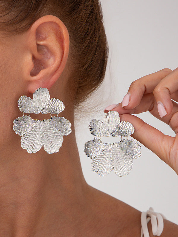 Boucles d'oreilles à coupe irrégulière, en forme de fleur