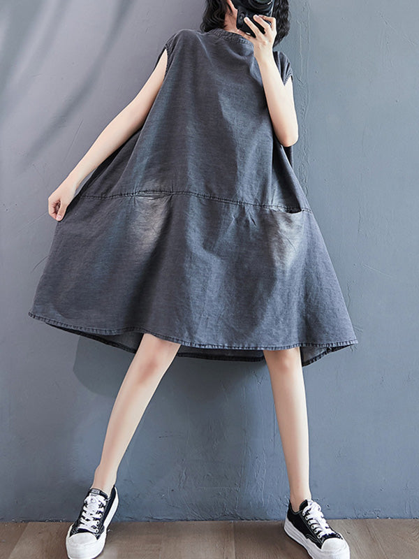Robe à empiècements, à poche, en jean