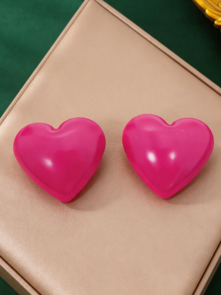 Boucles d'oreilles pendantes en forme de cœur, couleur unie