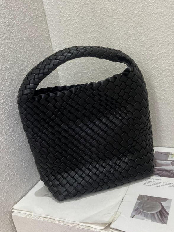 Sac à main tressé couleur unie
