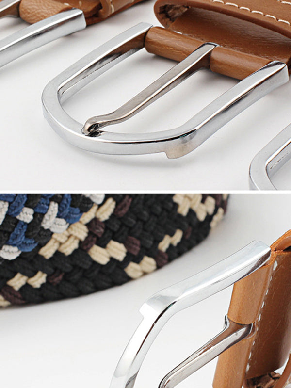 Ceinture tissée de couleurs contrastées simples, 20 couleurs