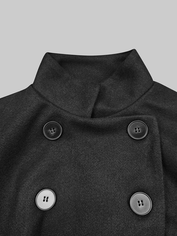 Vestes évasées à boutons, couleur unie, col montant – Manteau en laine d'avoine