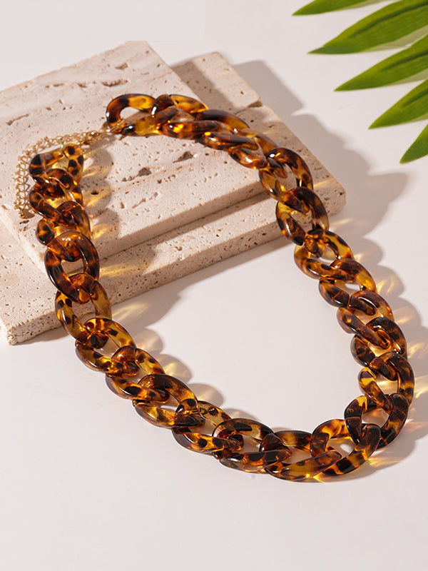 Collier à chaîne, à imprimé léopard