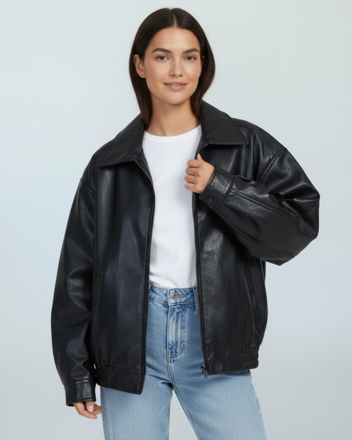Vanessa | Veste en cuir vintage oversize pour femmes