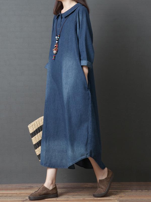Robe longue ample en jean