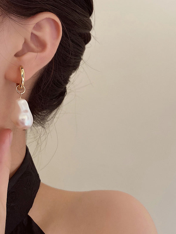 Irrégularité Imitation Perle Contraste Couleur Boucles D'oreilles Accessoires