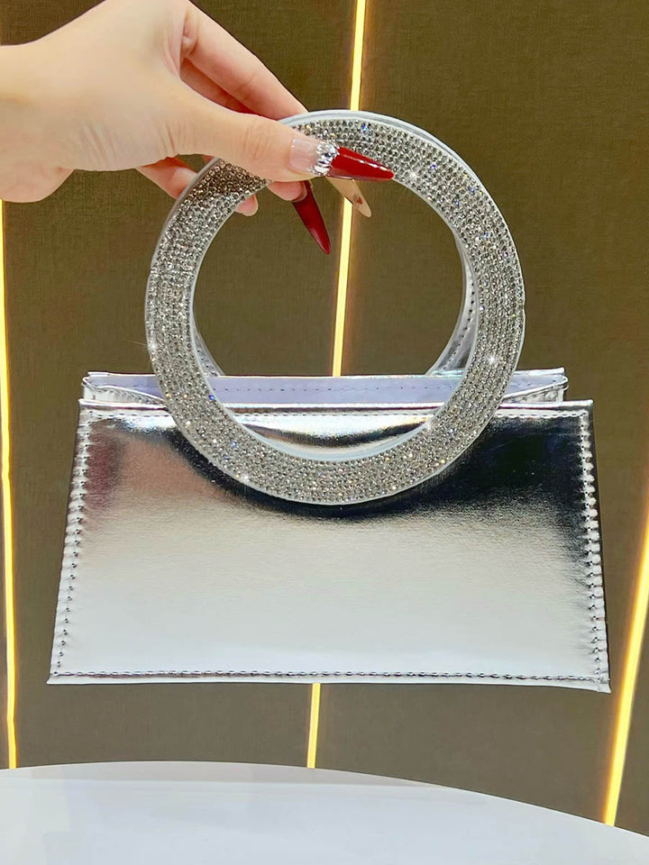 Sac à main à chaîne, à strass, à empiècements