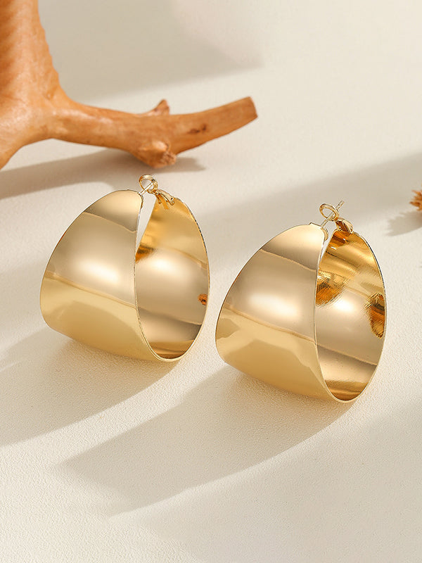 Boucles d'oreilles géométriques brillantes couleur unie