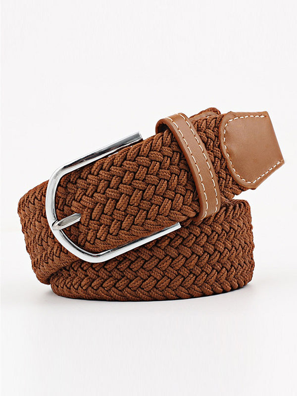 Ceinture tissée de couleurs contrastées simples, 20 couleurs