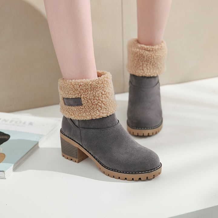 Bottes d'Hiver Femme | Bottines à Enfiler avec Talon Bloc