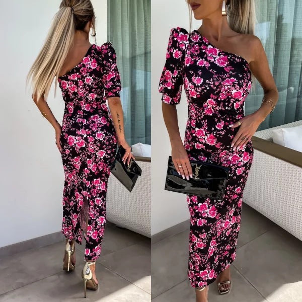 Isabella - Robe Bodycon à fleurs à une épaule