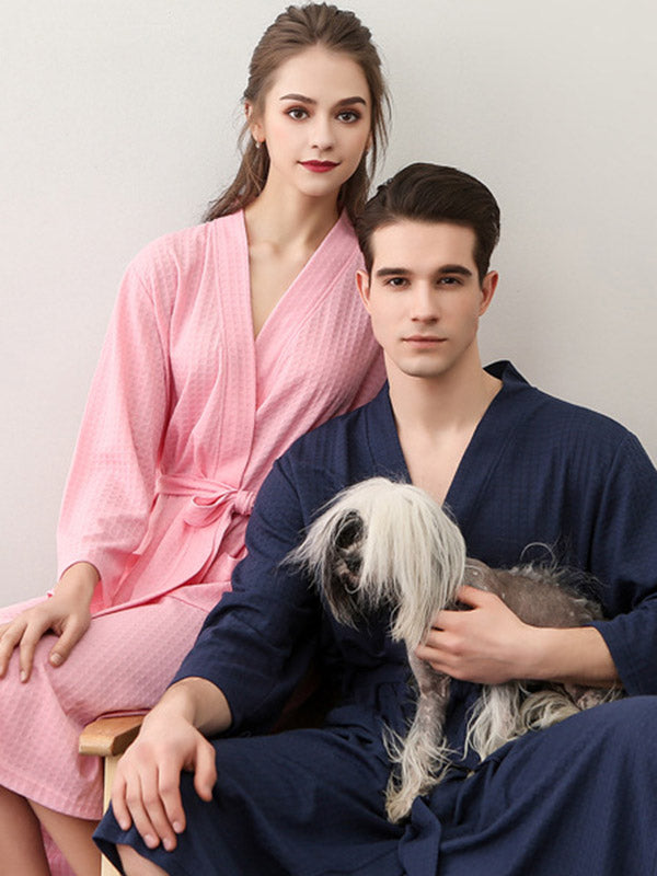 Robe de pyjama fine à bandage solide et confortable