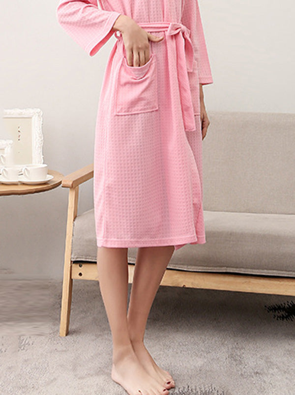 Robe de pyjama fine à bandage solide et confortable