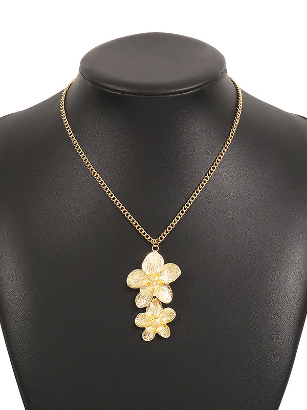 Parure collier et bague en forme de fleur