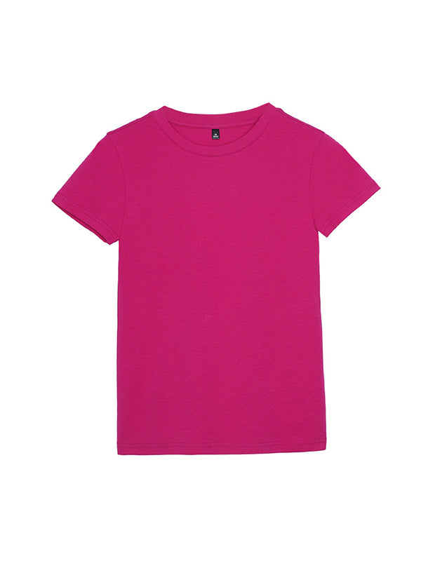 T-shirt à manches courtes, coupe près du corps, à col rond, couleur unie
