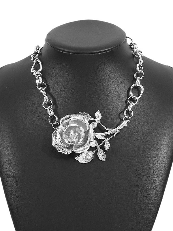 Collier géométrique en forme de fleur, couleur unie