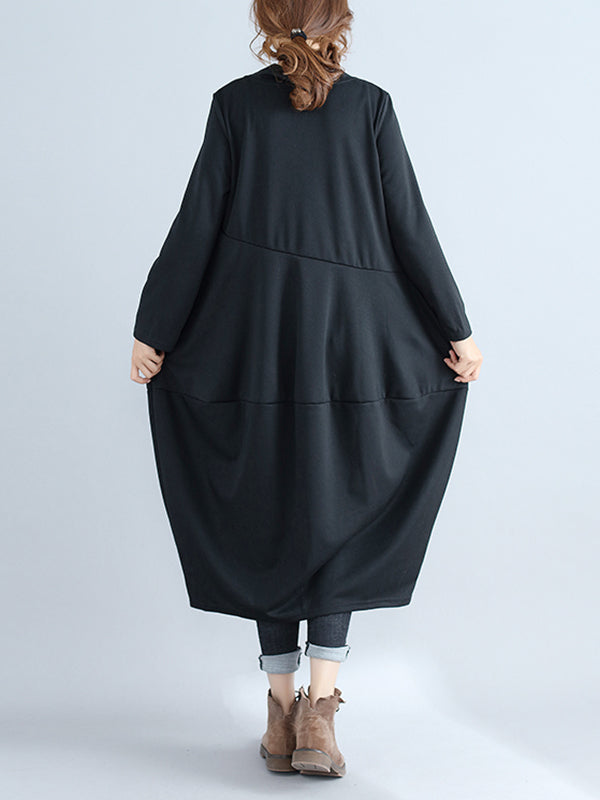 Robe mi-longue décontractée ample grande taille, à capuche, couleur unie