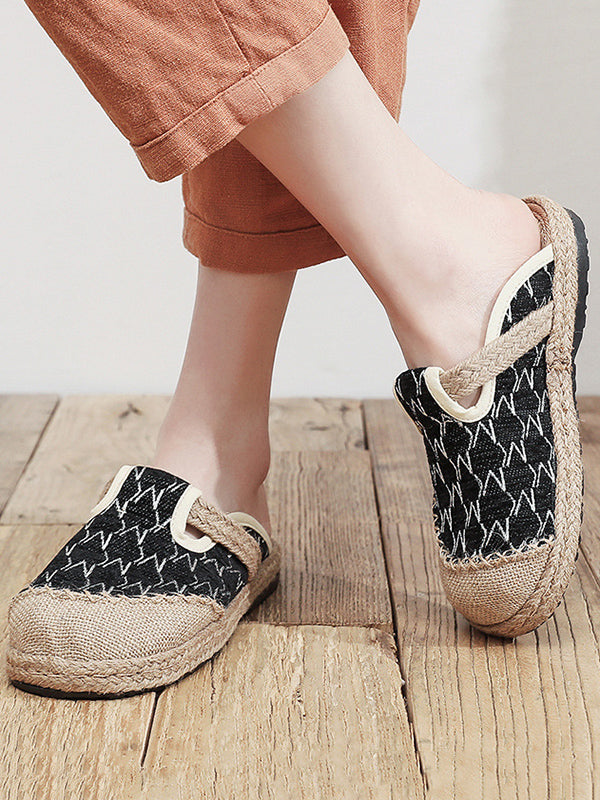 Chaussures décontractées rhombiques, chaussures plates, pantoufles