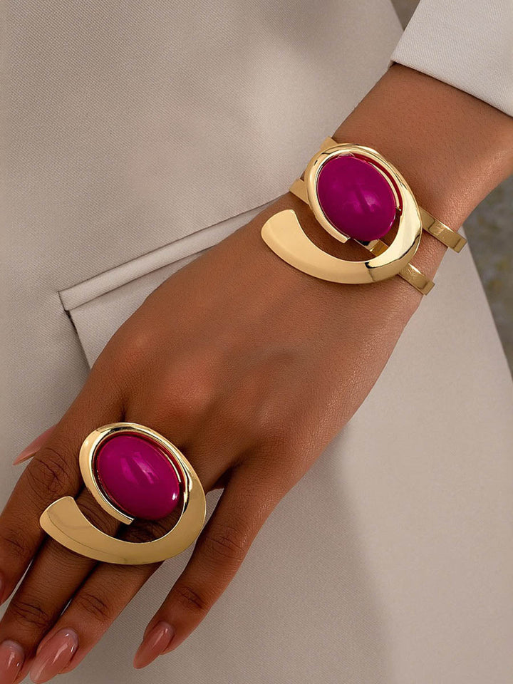 Parure bracelet et bague géométrique