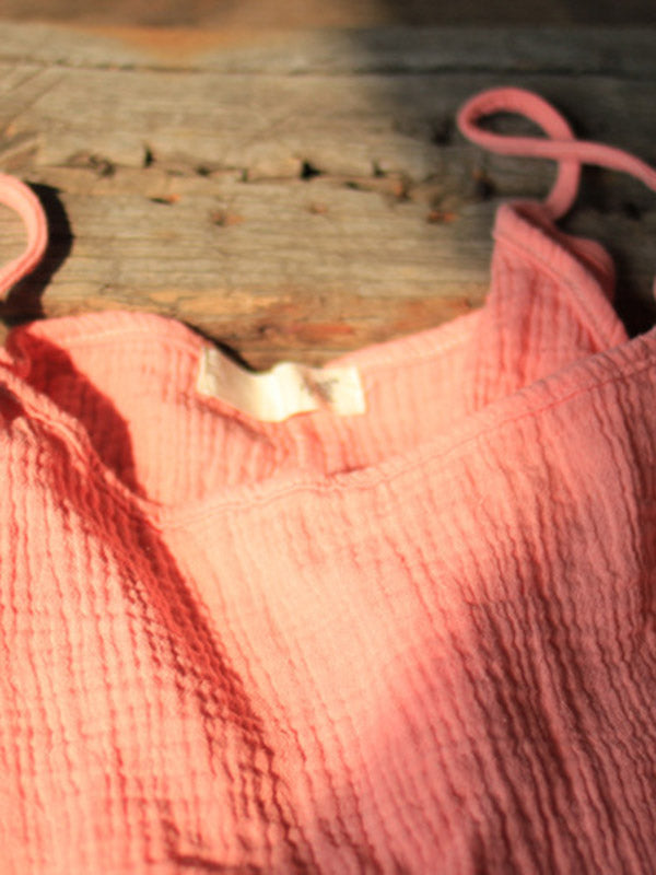 Robe courte ample vintage, à fines bretelles, sans manches, couleur unie