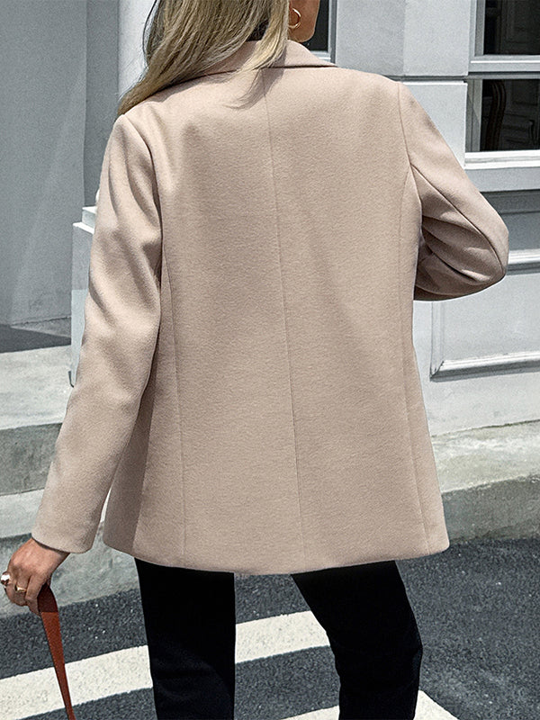 Manches longues Poches boutonnées Couleur unie Col cranté Costume Vêtements d'extérieur