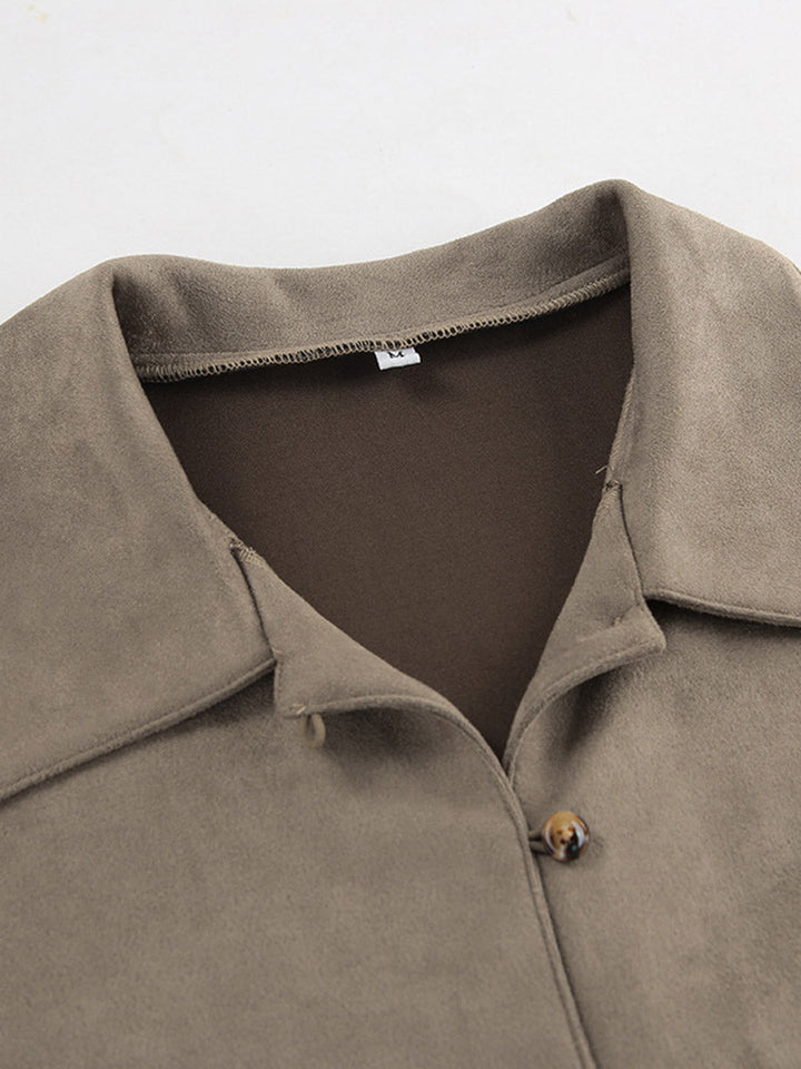 Chemisiers à manches longues amples, boutonnés, de couleur unie et à revers fendu – Chemises Hauts Vêtements d'extérieur