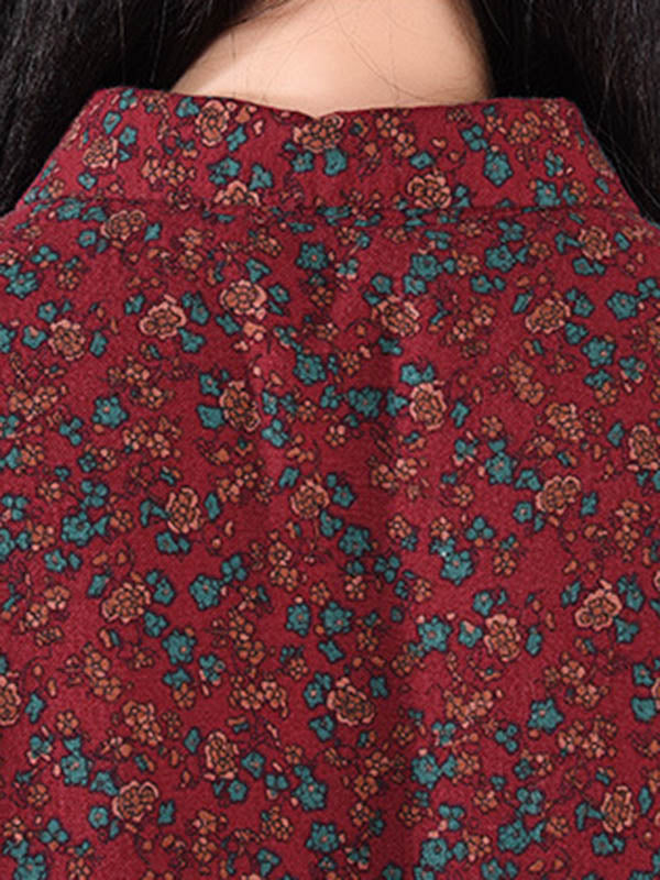 Robe mi-longue originale à imprimé floral Frenum à revers